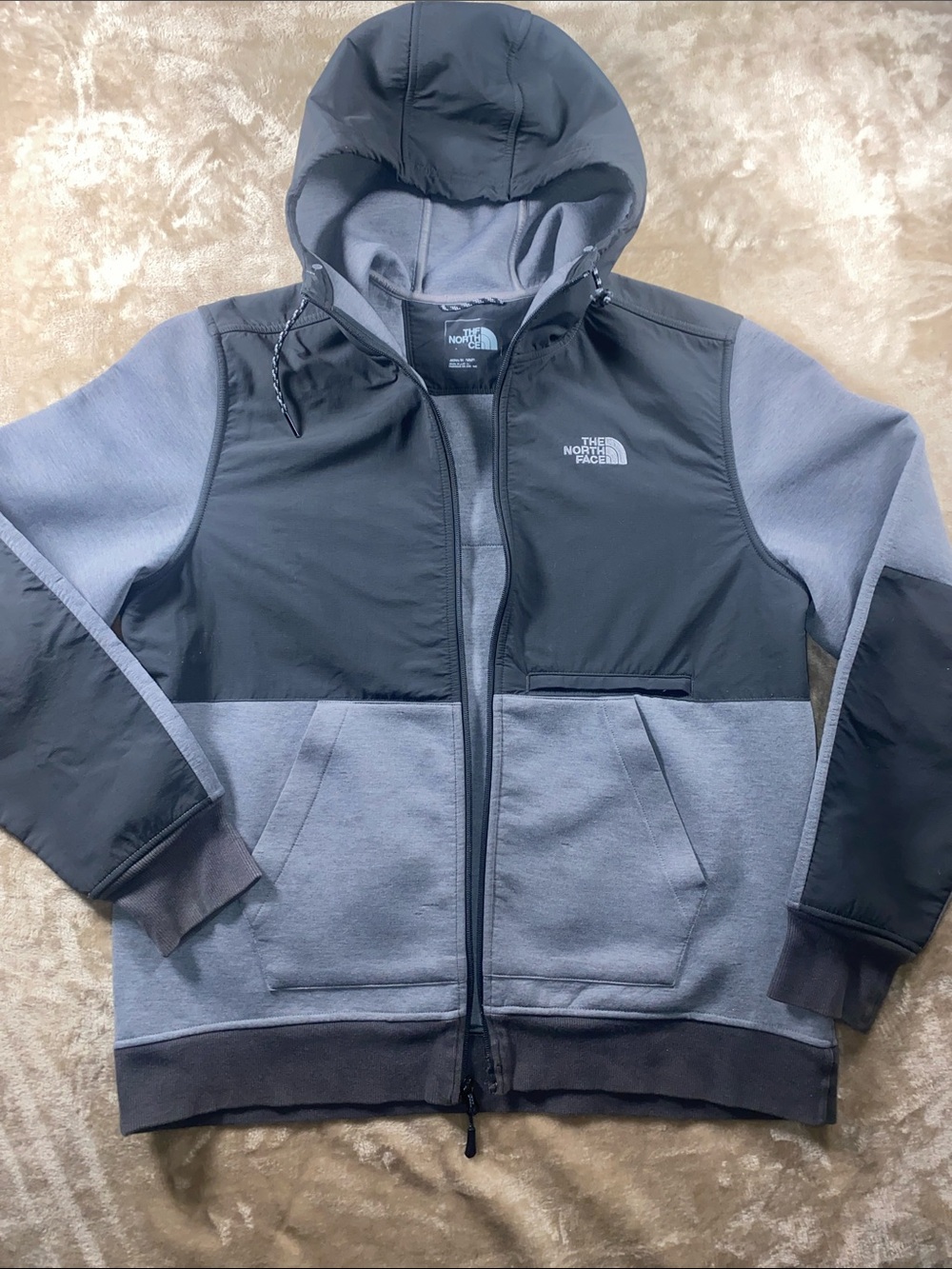 The North Face Color-block Gray & Black Hooded zip Jacket